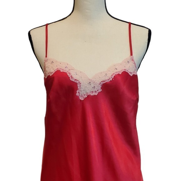 Victoria's Secret Pink Satin Embellished Chemise Slip‎ Gown Sz Med - Picture 2 of 9